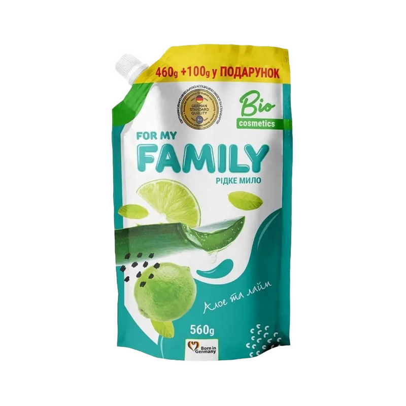 For my FAMILY рідке крем-мило дой-пак 560г Алоє та лайм, шт